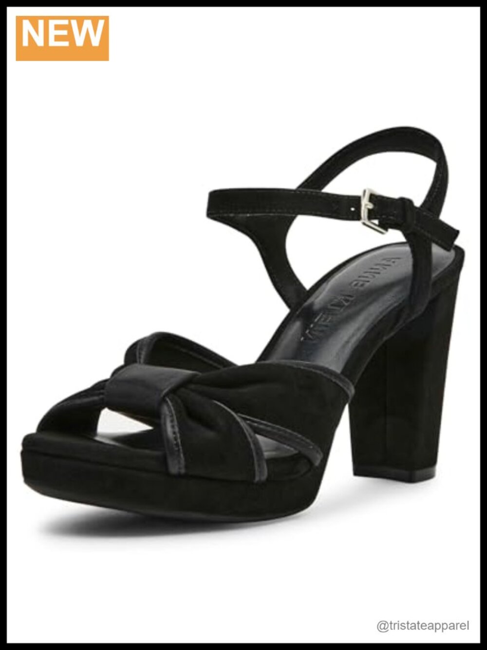 Anne Klein Verde Heeled Sandals – Double Strap Block Heel, Synthetic Rubber,